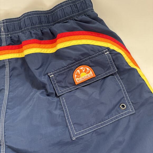 Sundek Lined Swim Trunks Shorts Boardshorts Rainbow Stripes XXXL Navy‎ Blue Surf - Picture 5 of 10